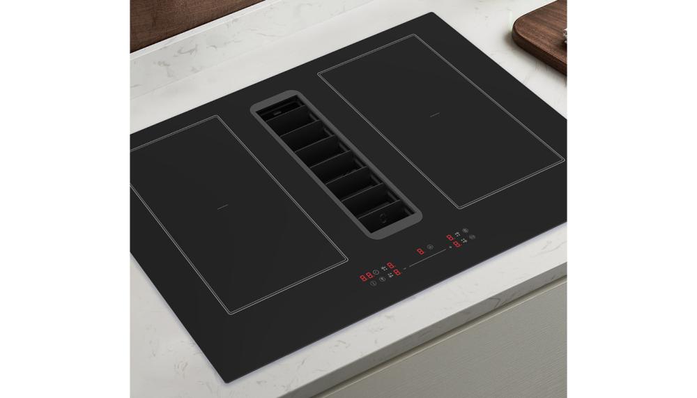 The Cata UBDD77CF 77cm 4 Zone Flex Induction Hob includes a SL1 motor providing up to 630m³/h of extraction, removing steam and odours quickly while maintaining quiet performance. The aluminium grease filter and regenerative ceramic filters are both included and easy to clean, promoting long-term performance and hygiene