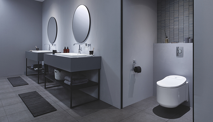 Grohe’s award-winning Sensia Arena has automatic lid opening and closing and a built-in night light. Water pressure, temperature and position can all be personalised