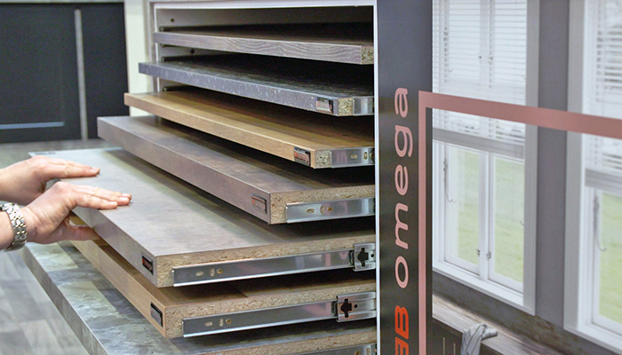 In-store display of Bushboard Omega surfaces