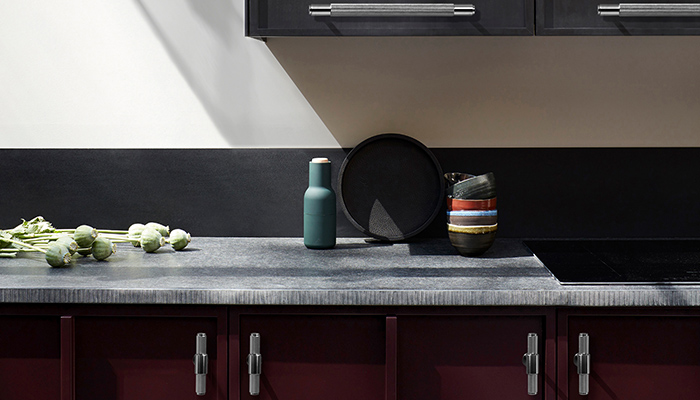 Cabinetry featuring Buster & Punch steel cabinet pull handles, above, and T-bars, below