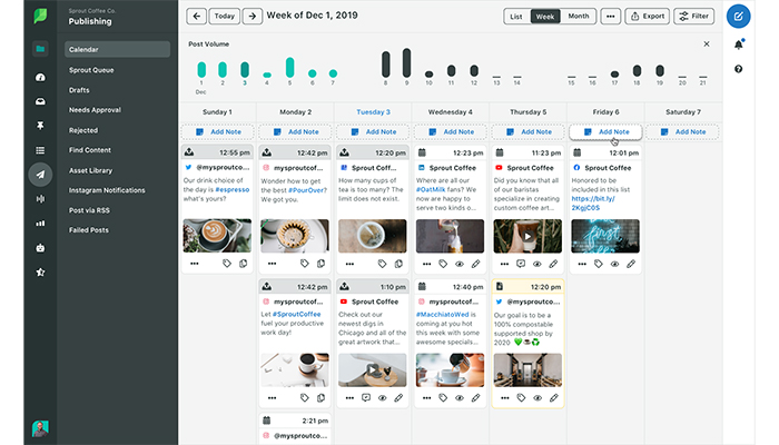 The web publishing calendar as seen on channel manager Sprout