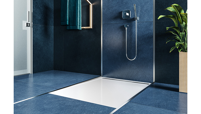 Kaldewei’s Nexsys shower surface has an elegant, narrow waste channel, which can be colour matched or have a contrasting finish, such a brushed stainless steel cover. It’s available in a range of size options for maximum flexibility
