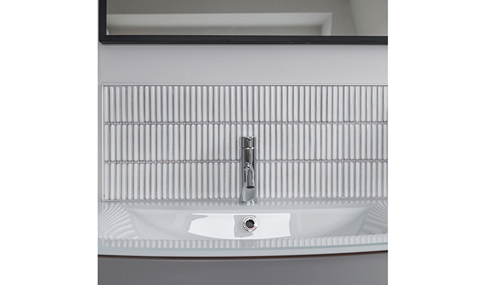 Ca' Pietra White Bamboo mosaic wall tiles and Arte Form Chrome brassware