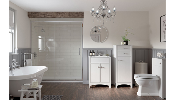 Designers looking to create a decadent scheme need look no further than this five-light chandelier from Bathrooms to Love by PJH. It’s IP44 rated and features a chrome finished structure with clear crystal droplets