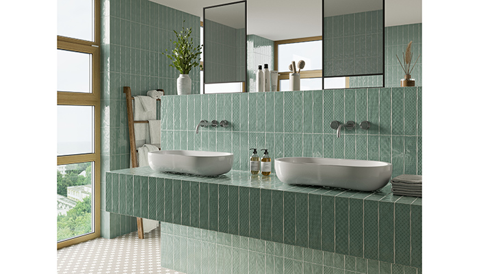 Music by El Barco is a brick-style collection of tiles that comes in Verde and 5 other hues. The 7.5 x 30cm format features 12 relief patterns on the décor versions that can be randomly mixed and matched