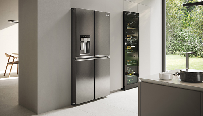 Launched in June, the Cube 90 Series 7 fridge-freezer from Haier has a large, 601L capacity and a flexible drawer that can be used as a fridge or freezer. The Humidity Zone drawer is designed to keep fruit and vegetables fresh for twice as long while ABT Pro removes 99.99% of bacteria. It also has a water and ice dispenser