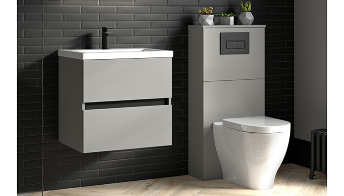Qube Glide wall mounted furniture in Matt Grey with Matt Black from Utopia