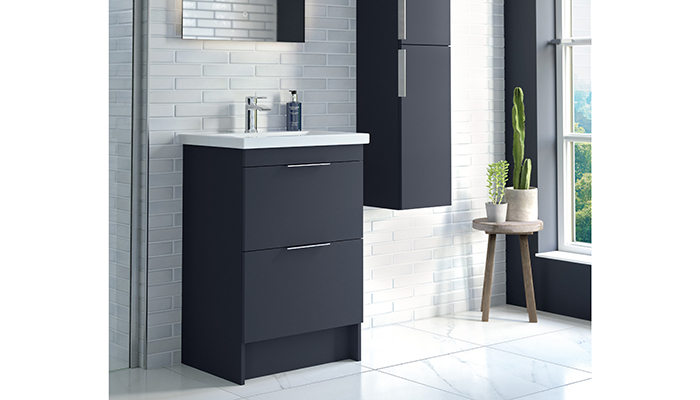 Qube Edge  freestanding furniture in Indigo Blue and Chrome from Utopia