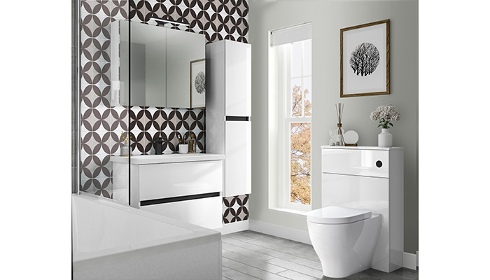 Qube Glide wall mounted furniture in White Gloss with Matt Black from Utopia
