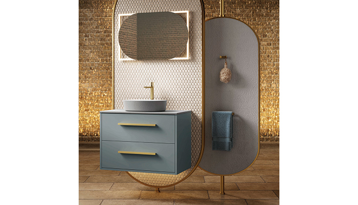 HiB Veles in Dusky Blue with Terra basin and Rubin Mirror