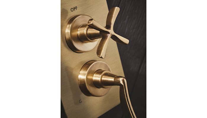St James Distinction Wallis shower valve in unlacquered brass