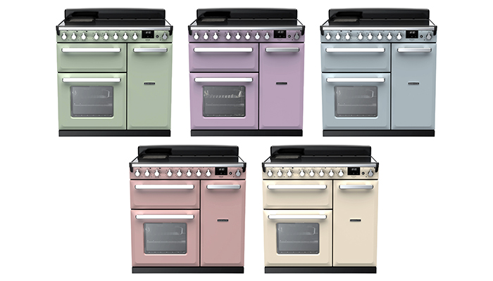 The Rangemaster Estel Deluxe is available in new colours including Mint, Heather, Misty Blue, Pale Pink, Pale Cream, shown here with Chrome trim