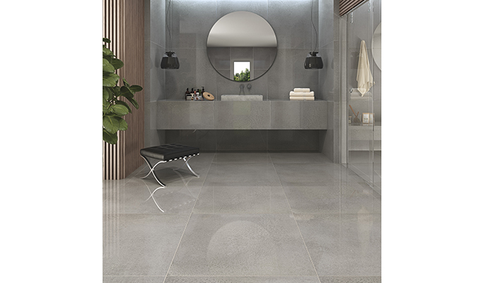 Cliff-R Greige Polished Cliff Tiles by Arcana Cerámica (79.3cm x 79.3cm)