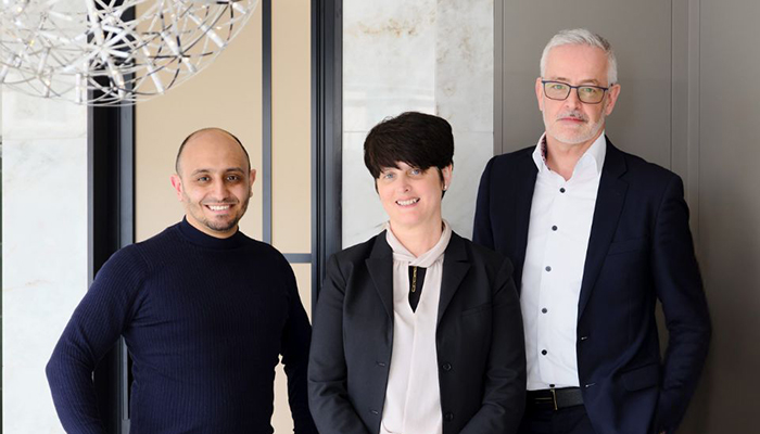 Pictured from left to right: Bath senior designer Neil with Kim and and Michel