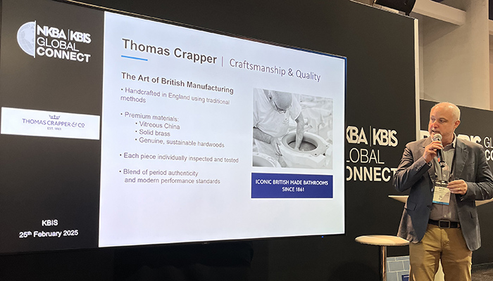 Mark Walker of Thomas Crapper, manufacturer of classic British bathroom products, takes part in a Brand Spotlight presentation