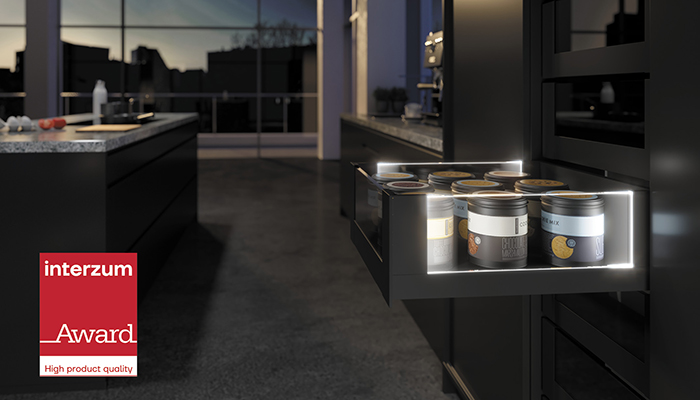 Hettich's AvanTech YOU system with integrated lighting scoops award