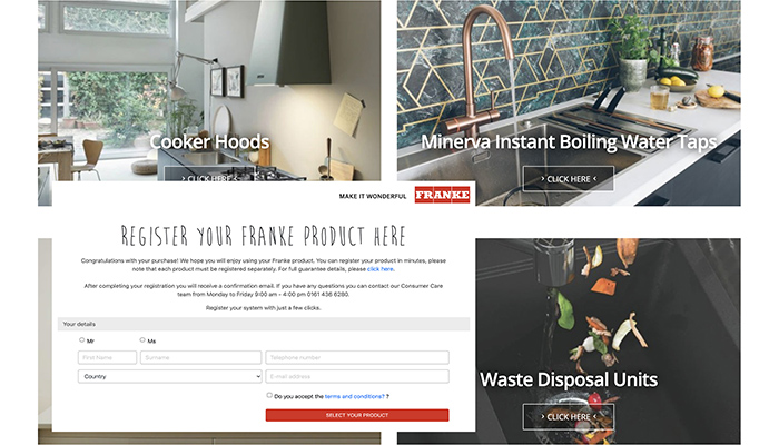 Franke improves aftersales service with online product registration