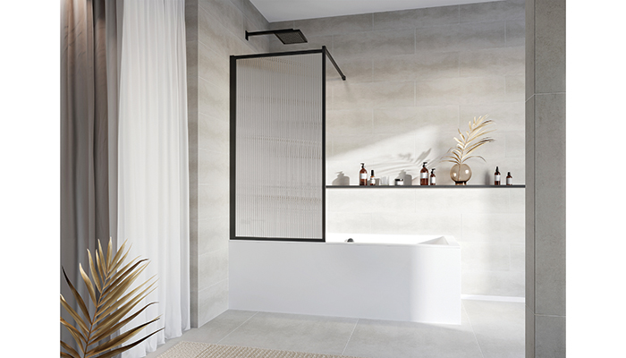 Roman introduces Framed Matt Black Bath Screen with Fluted Glass