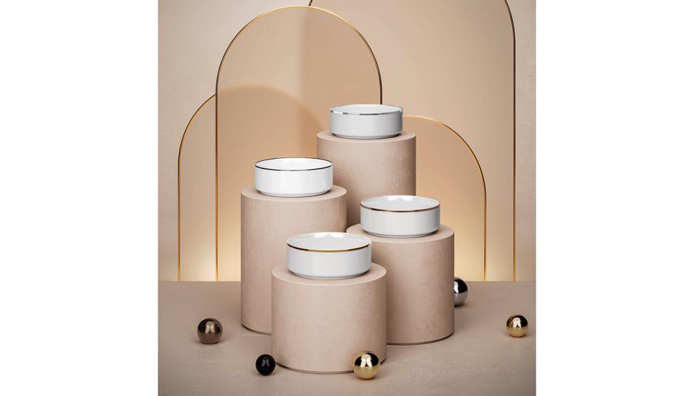 The new Harper ceramic vessel basin, available with Chrome, Black, Gold and Bronze edges