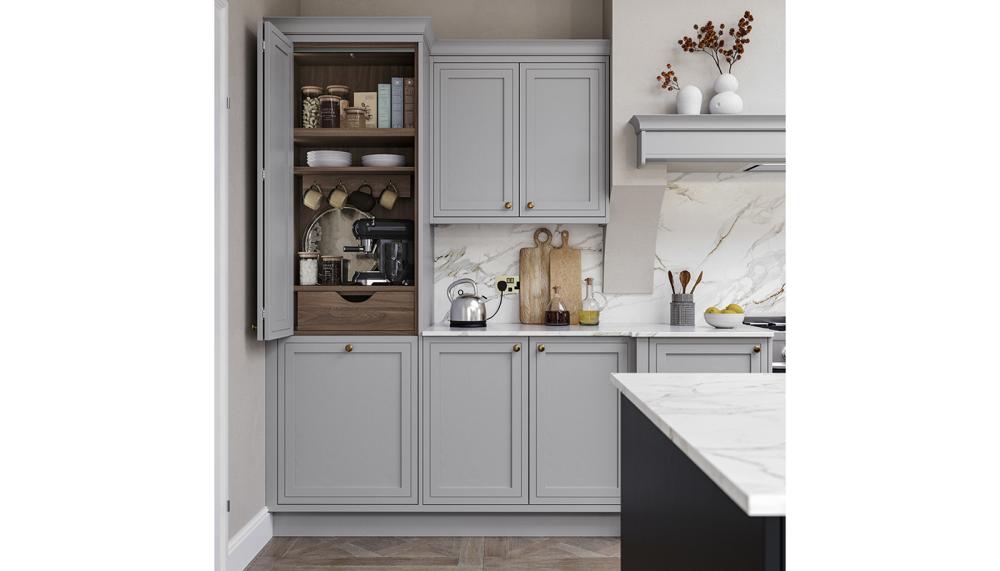 Clifton Light Grey with Tuscan Walnut breakfast dresser