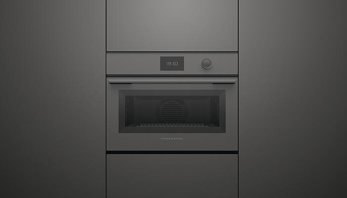 This Fisher & Paykel 60cm Series 9 handleless combi-steam oven has 23 oven functions including ‘Air Fry’ and ‘Crisp Regenerate’ using guided touchscreen cooking, and can be paired with vacuum seal drawers