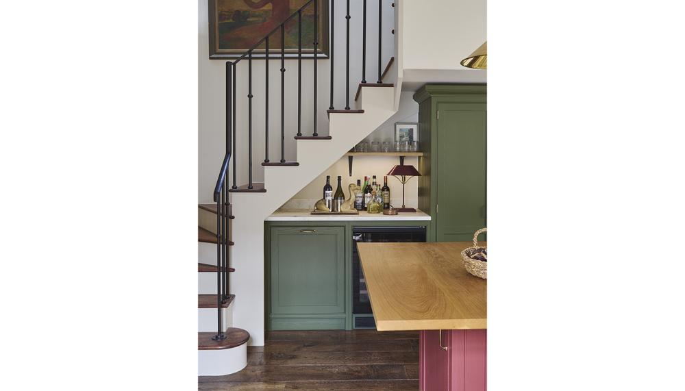 A crafty little cocktail bar makes brilliant use of this awkward space in the Norton House kitchen