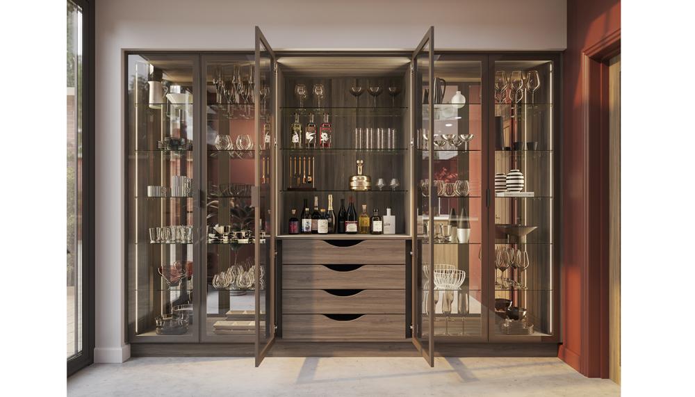 H Line Amalfi Rosso and Madoc Tuscan Walnut with Bronze Smoked Glass